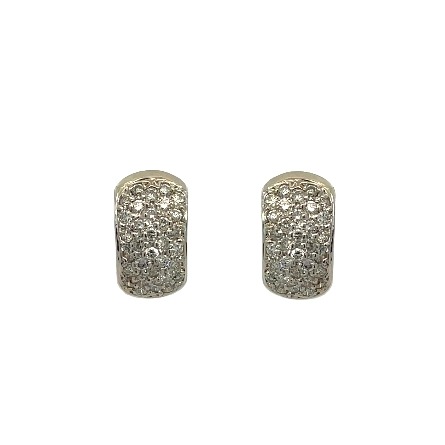 14K Yellow and White Gold Estate Wide Pavé Huggie Hoop Earrings w/64Diams=1.00apx SI2-I1 I 5.8dwt
