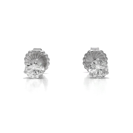 14K White Gold Estate Martini Stud Monster Back Earrings w/2Diams=2.09ctw VS1-SI2 J 