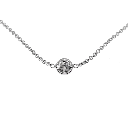 14K White Gold Estate Adjustable 16-18inch Diamonds by the Yard Necklace w/5Diams=1.42ctw SI2-I1 I-J 