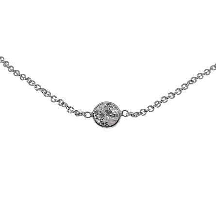 14K White Gold Estate Adjustable 16-18inch Diamonds by the Yard Necklace w/5Diams=1.23ctw SI2-I1 I-J 