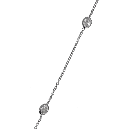 14K White Gold Estate Adjustable 16-18inch Diamonds by the Yard Necklace w/5Diams=1.61ctw SI2-I1 I-J 