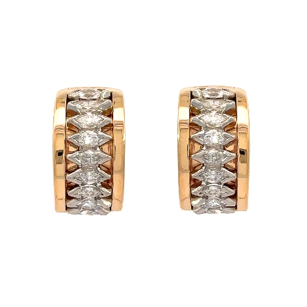 14K Yellow Gold and Platinum Estate Half Hoop Earrings w/18Marquise Diams=1.00apx VS1-I1 H-I 6.4dwt