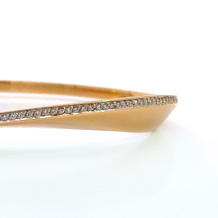 18K Yellow Gold Estate Wave Bangle Bracelet w/90Diams=0.63apx SI J 24.9dwt