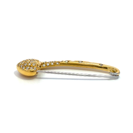 18K Yellow Gold Estate Aaron Basha Pave Heart Safety Pin w/50Diams=0.60apx VS G-H 2.6dwt