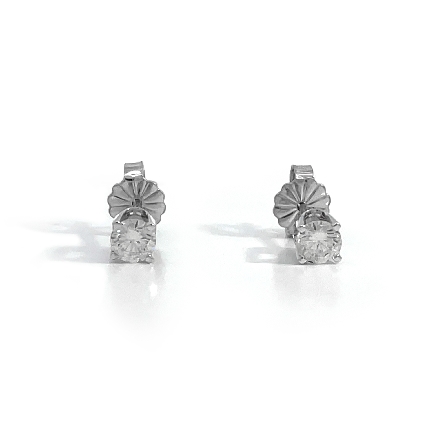 14K White Gold Estate 4Prong Diamond Stud Earrings w/2Diams=0.45apx VS K 0.5dwt