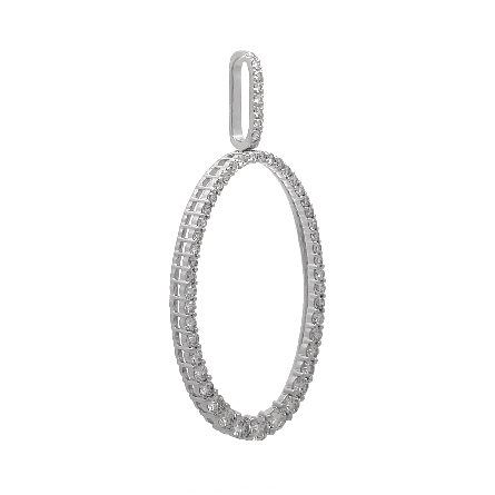 14K White Gold Estate Graduated Oval Shared Prong Pendant w/53Diams=2.12apx SI1-I1 I 2.6dwt