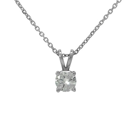 14K White Gold Estate 4Prong Solitaire Necklace w/1Diam=0.52apx VS I 18inch 1.6dwt