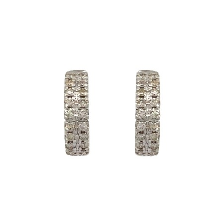 14K White Gold Double Row Huggie Hoop Earrings w/36Diams=.72apx SI2-I1 I-J 3.3dwt