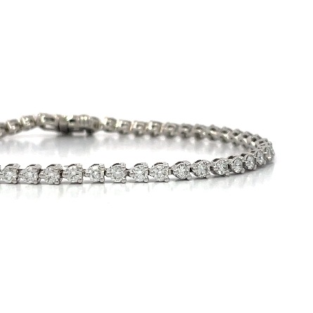 18K White Gold Estate 3Prong Tennis Bracelet w/54Diams=3.00ctw VS-SI H-I 7inch 5.6dwt
