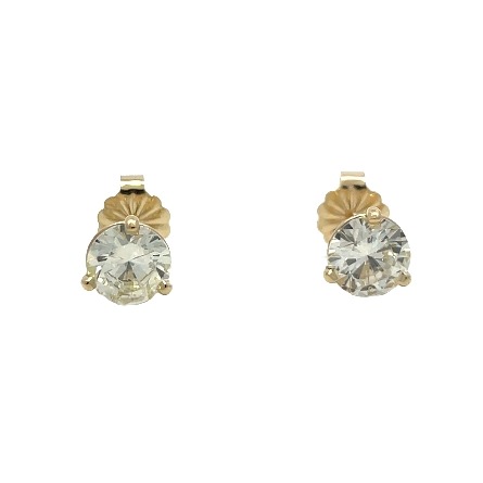 14K Yellow Gold Estate Martini Setting Stud Earrings w/2 Diams=1.42ctw VS L