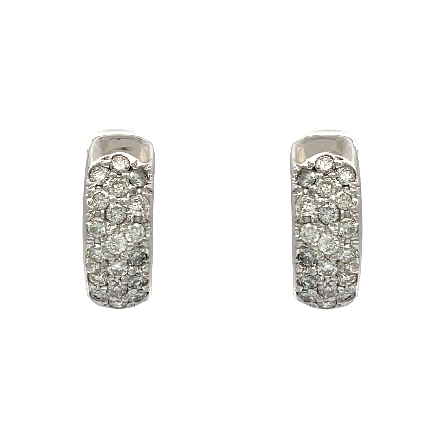 14K White Gold Estate Pave Huggie Hoop Earrings w/Diams=.36apx SI H-I 3.8dwt
