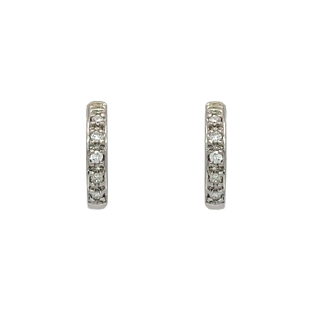 14K White Gold 4Prong Huggie Hoop Earrings w/10Diams=.10apx I1 I 0.9dwt