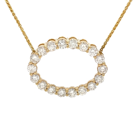 14K Yellow Gold Estate Magnetic Shared Prong Oval Necklace w/Diams=2.00apx I1 I-J 19inch 4.3dwt