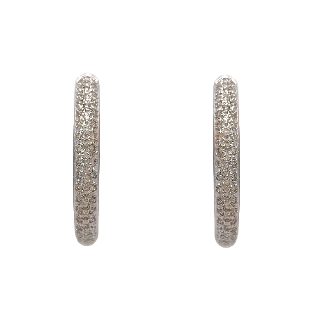 14K White Gold Estate Pave In/Out Hoop Earrings w/Diams=2.00apx SI2-I1 J-K 5.6dwt