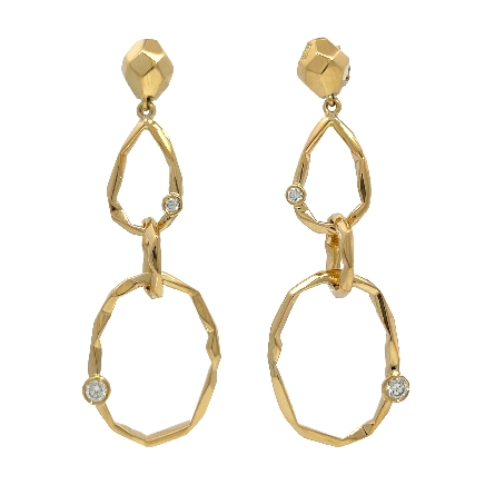18K Yellow Gold Estate Mimi So Circle Bezel Drop Earrings w/Diams=.23apx VS F-G w/Box 6.1dwt