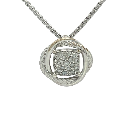 Sterling Silver Estate David Yurman Pave Infinity Necklace w/Diams=.17apx SI H-I Adjustable17.75inch 3.4dwt