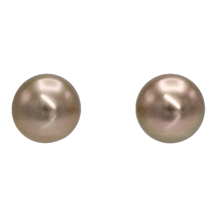 14K Yellow Gold Estate 9.4mm Honey   Bleached Only   Tahitian Pearl Stud Earrings