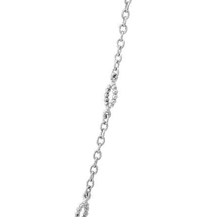 14K White Gold Estate Smoky Quartz 4Prong Faceted Halo and Open Oval Station 16inch Necklace w/68Diams=.68apx SI2-I1 I-J 6.1dwt 