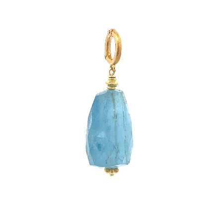 19K Yellow Gold Estate Aqua Crystal Enhancer Pendant 7.2dwt
