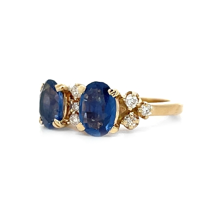 14K Yellow Gold Estate Sapphire 2-Stone 4Prong Ring w/Diams=.25apx SI1 H-I Size5.25 3.2dwt 