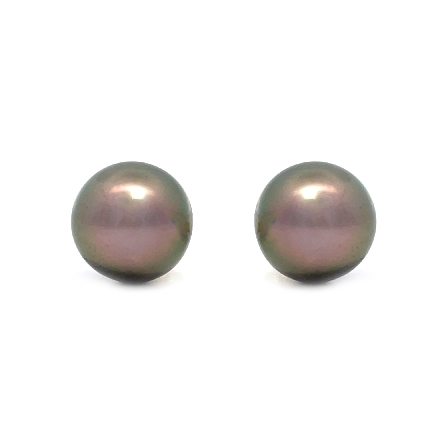 14K Yellow Gold Estate Tahitian Pearl 9mm-9.50mm Stud Earrings 1.8dwt