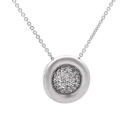 Sterling Silver Estate Gabriel & Co White Sapphire=.34ctw Pave Circle Adjustable 16 to 18inch Necklace 3.4dwt (S104001)