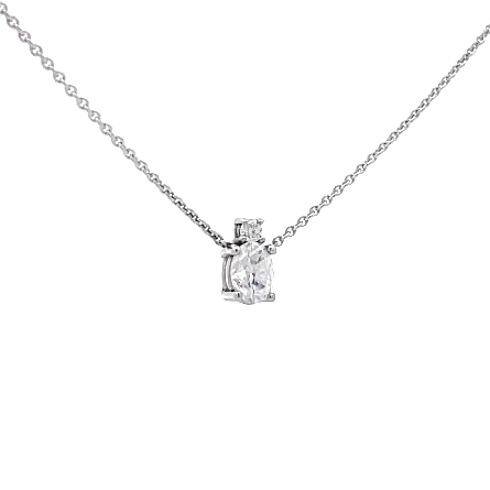 14K White Gold Estate Moissanite 2 Stone Necklace 18inch 0.7dwt  
