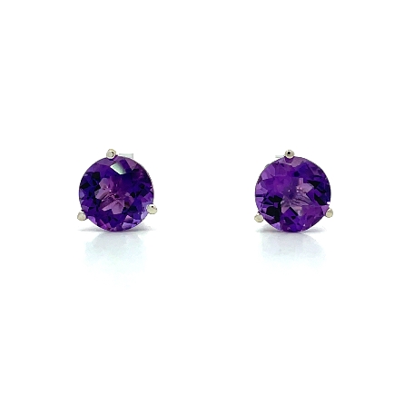 14K White Gold Estate Martini Stud Amethyst Earrings 1.0dwt