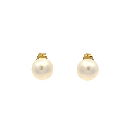 14K Yellow Gold Estate 7mm -7.5mm Cultured Pearl Stud Earrings 1.0dwt
