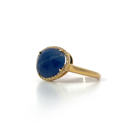 14K Yellow Gold Estate Sapphire Halo Slice Ring w/29 Single Cut Diams=.14apx SI2-I1 J-K Size7 2.4dwt