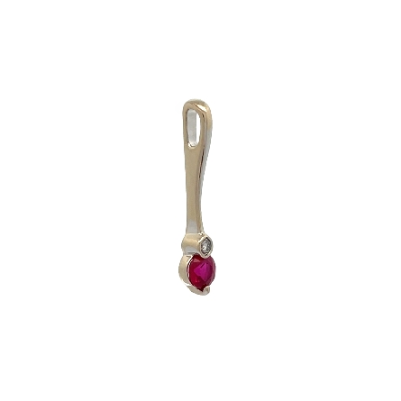 18K White Gold Estate Ruby=0.31ct Drop Pendant w/1Diams=0.02ctw SI2 I 0.6dwt