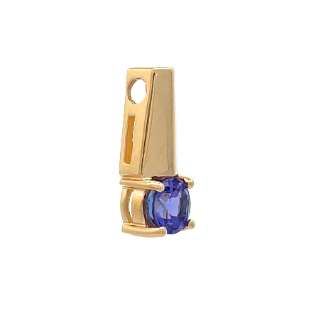 14K Yellow Estate Round Tanzanite Prong Set Tapered Knife Edge Vertical Pendant 1.9dwt 