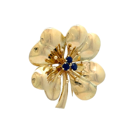 14K Yellow Gold Estate Tiffany & Co Sapphire Clover Pin 6.7dwt 