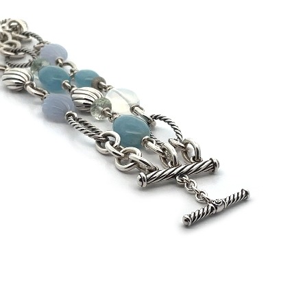 Sterling Silver Estate David Yurman Chalcedony Quartz 3 Strand Toggle 8inch Bracelet 43.2dwt 