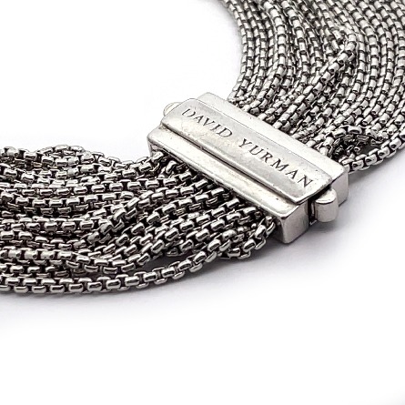 Sterling Silver Estate David Yurman Cultured Fresh Water Pearl MultiStrand Station 8inch Bracelet 32.6dwt  