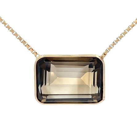 14K Yellow Gold Estate Citrine; Topaz; Garnet and Quartz Bezel Station 36inch Necklace 13.9dwt