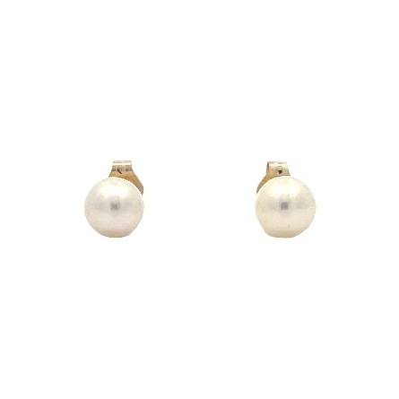 14K Yellow Gold Estate 5.50mm-6mm Cultured Akoya Pearl Stud Earrings 0.5dwt