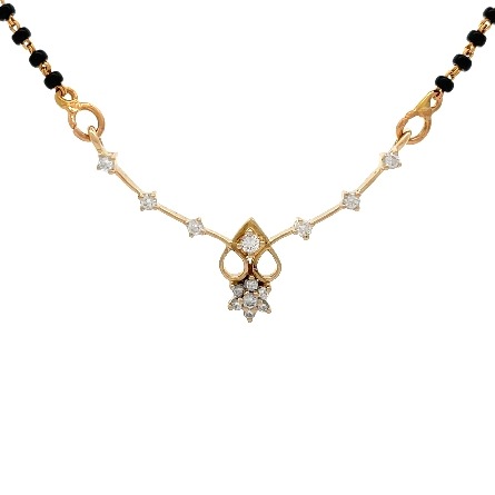 18K Yellow Gold Estate Black Onyx Bead Trim Necklace w/Round Brilliant Cut Diams=0.31ctw VVS E-F 17.75inch HKD Dossier 4.7dwt