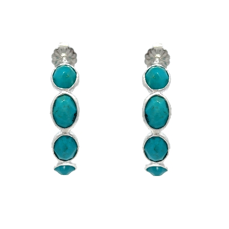 Sterling Silver Estate Ippolita Turquoise Bezel Hoop Earrings 2.8dwt