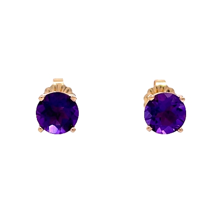14K Yellow Gold Estate Amethyst 4Prong Stud Earrings 0.9dwt