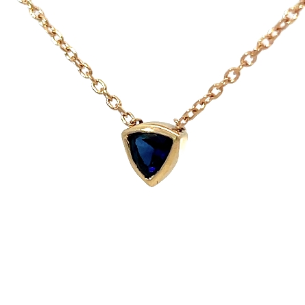 14K Yellow Gold Estate Sapphire Bezel Station Necklace 16inch 1.0dwt