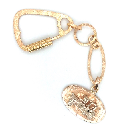 14K White and Yellow Gold Estate Old Fashioned Car Charm Key-Ring 7.0dwt