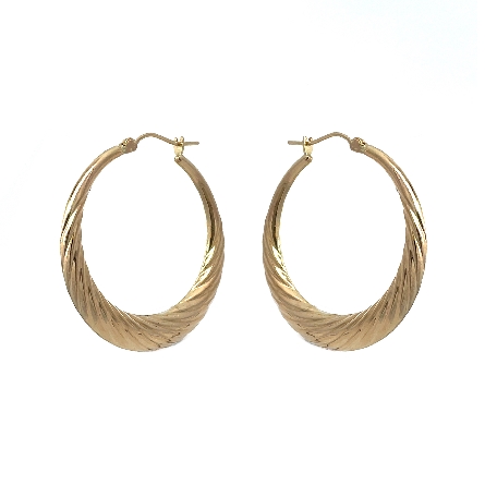 14K Yellow Gold Estate Shrimp Style Hoop Earrings 1.7dwt