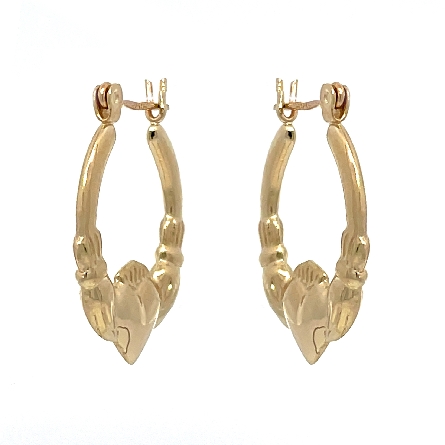 14K Yellow Gold Estate Claddaugh Hoop Earrings 0.8dwt