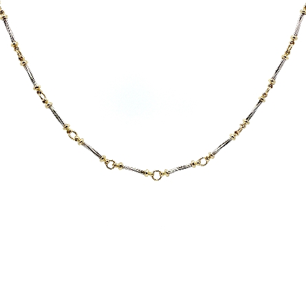14K White and Yellow Gold Estate 18inch Bar Chain Necklace 9.2dwt
