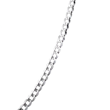 14K White Gold Estate 3.1mm Flat Curb Link 24inch Chain 4.4dwt 