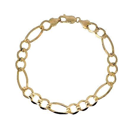 10K Yellow Gold Estate Figaro Link Bracelet 8inch 6.2dwt
