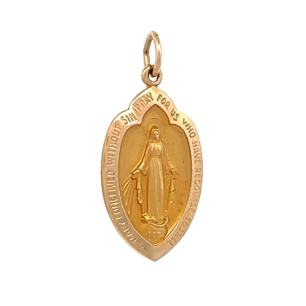 14K Yellow Gold Estate Shield Shape Miraculous Medal 1.1dwt 
