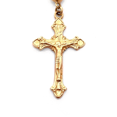 18K Yellow Gold Estate Beaded 26inch Rosary Necklace 26.3dwt 