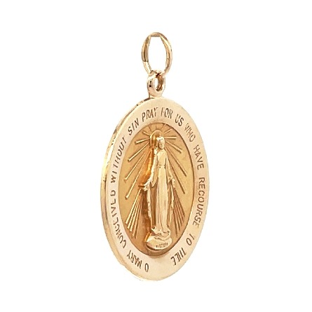 14K Yellow Gold Estate Round Miraculous Medal Pendant 1.7dwt 